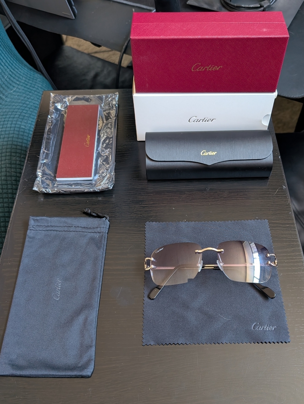Cartier Style Rimless Sunglasses - Picture 2 of 5